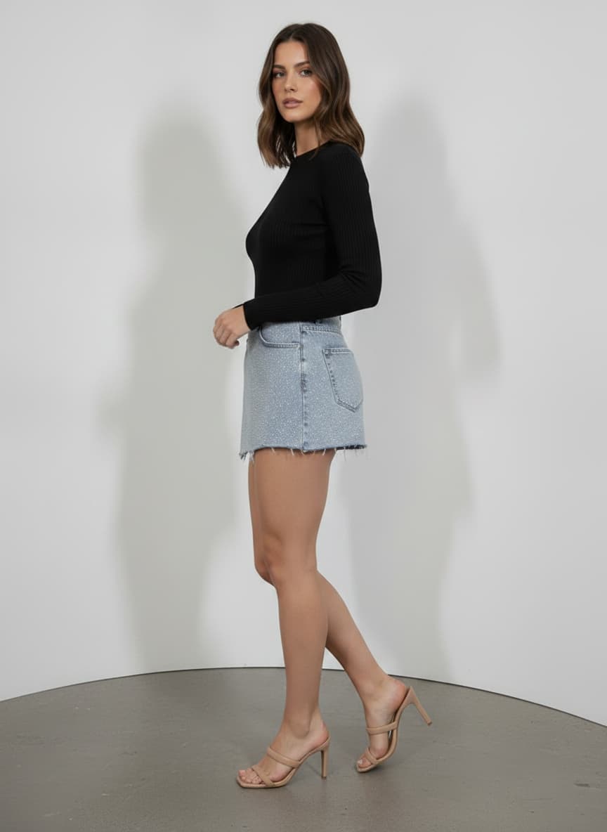 Ice Crystal Denim Skort